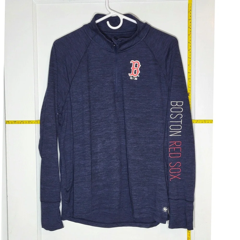 47 Brand Boston Red Sox Mens Navy Heather Quarter Zip Pullover Large MLB
